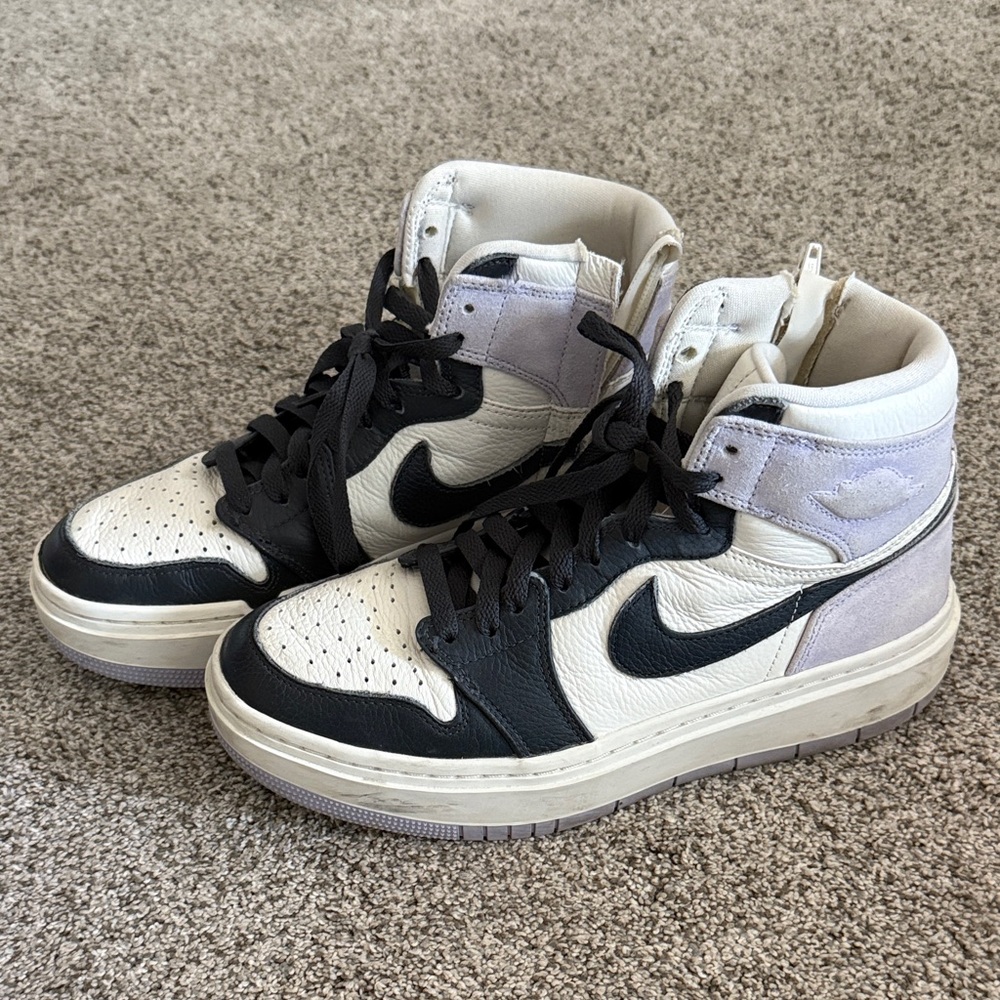 Nike Air Jordan Retro High-Top Sneakers in Black, Cream and lavender